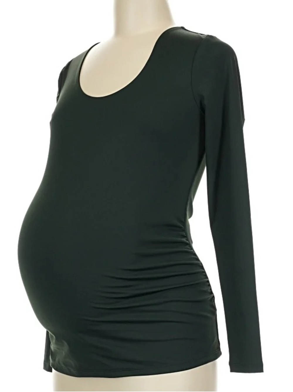 🤰Maternity Long-Sleeve Forest Green Scoop Neck Top